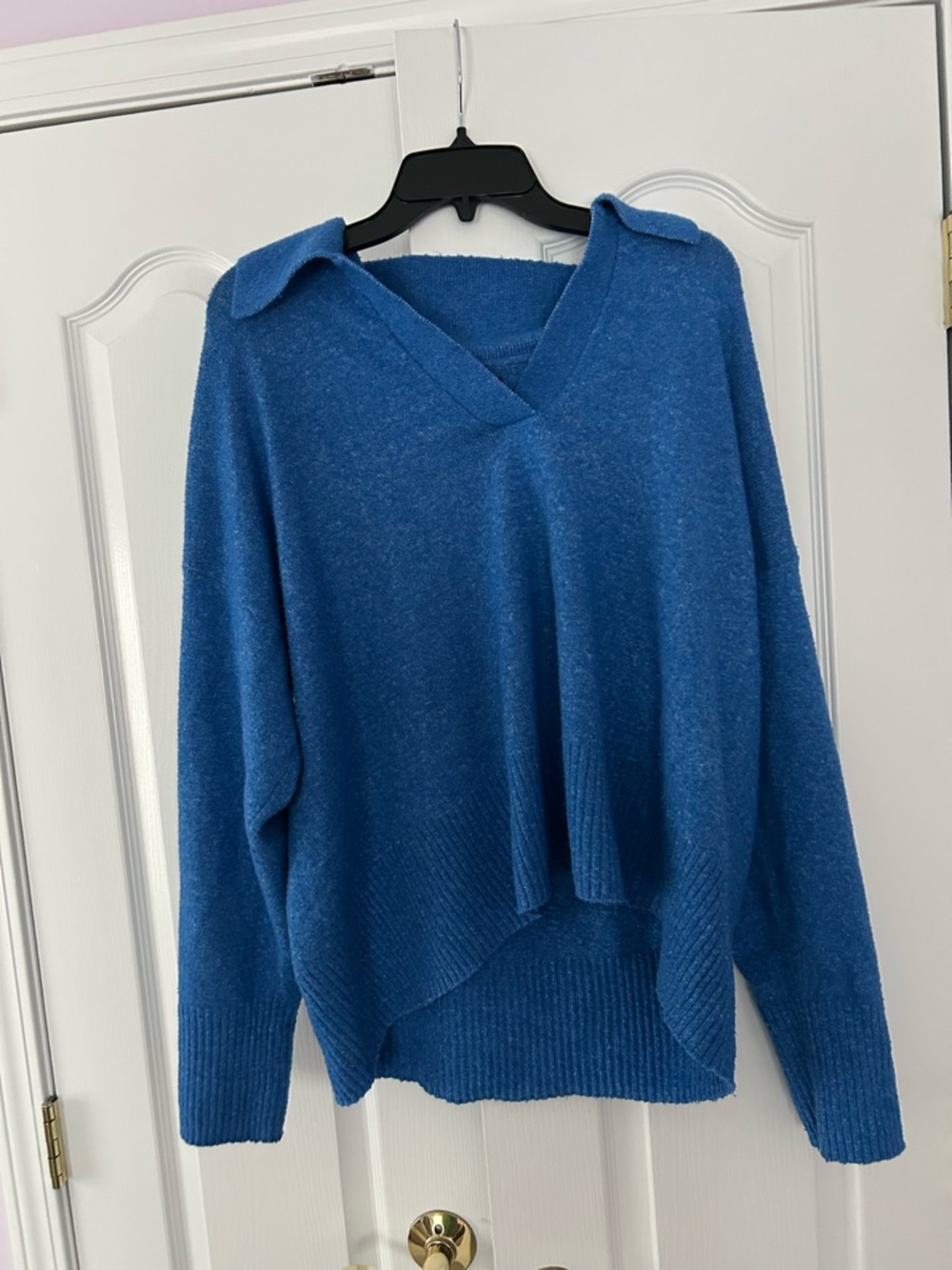 Simply Vera Vera Wang Deep Blue V-Neck Collared Sweater